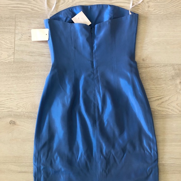 NWT Lawrence Variazioni Iridescent Blue Satin Strapless Long Gown - Picture 11 of 16